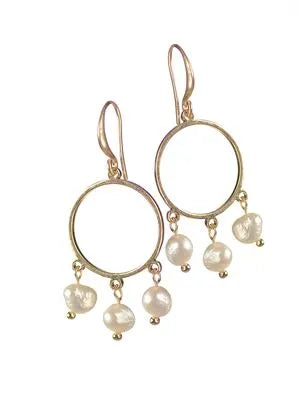E - Tryptich of Pearls - Natural Pearl - Pearl/Worn Gold