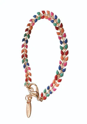 B - Twin LeafEnamel Chain - Fiesta Palette/Gold