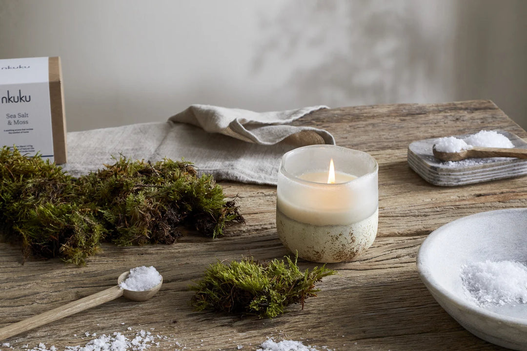Sea Salt & Moss Scented Candle - Aged Smoke - 1 Wick