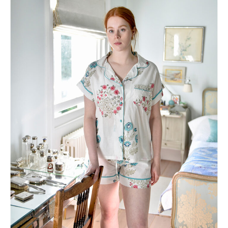 Blue & Pink Floral Short Pyjama Set