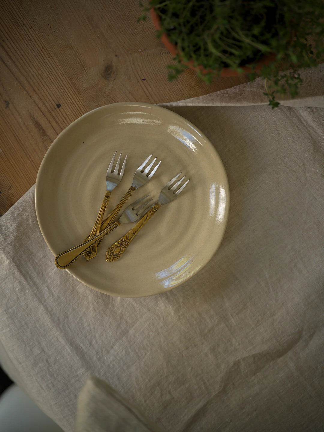 Antique Brass Set of 4 cake forks