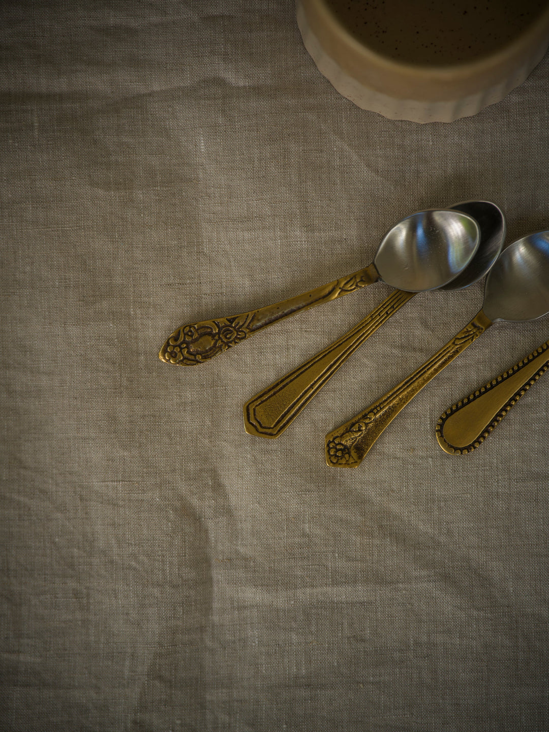 Antique Brass Set of 4 teaspoons
