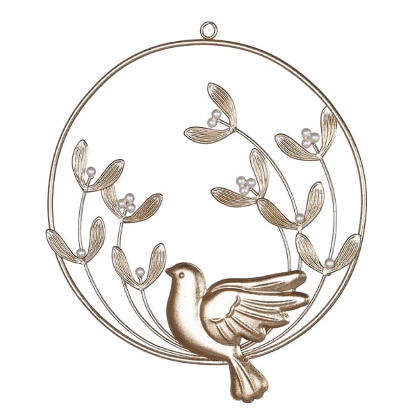 GLD MISTLETOE BIRD WREATH