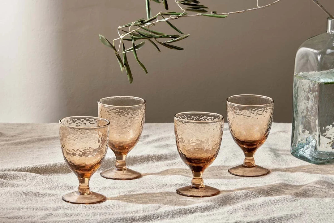 Yala Hammered Wine Glass - Dusty Terracotta
