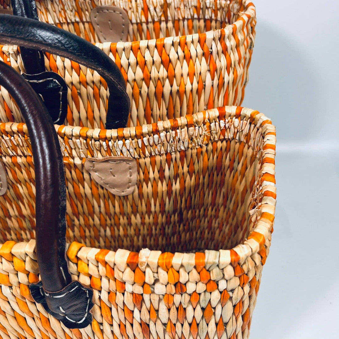 Moroccan Handmade Basket Orange Tote: Large