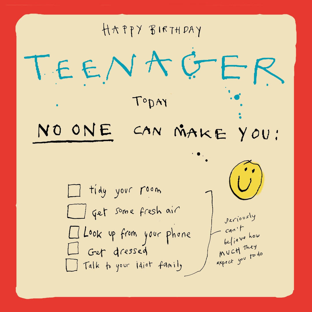 'Teenage Birthday Checklist' Greetings Birthday Card