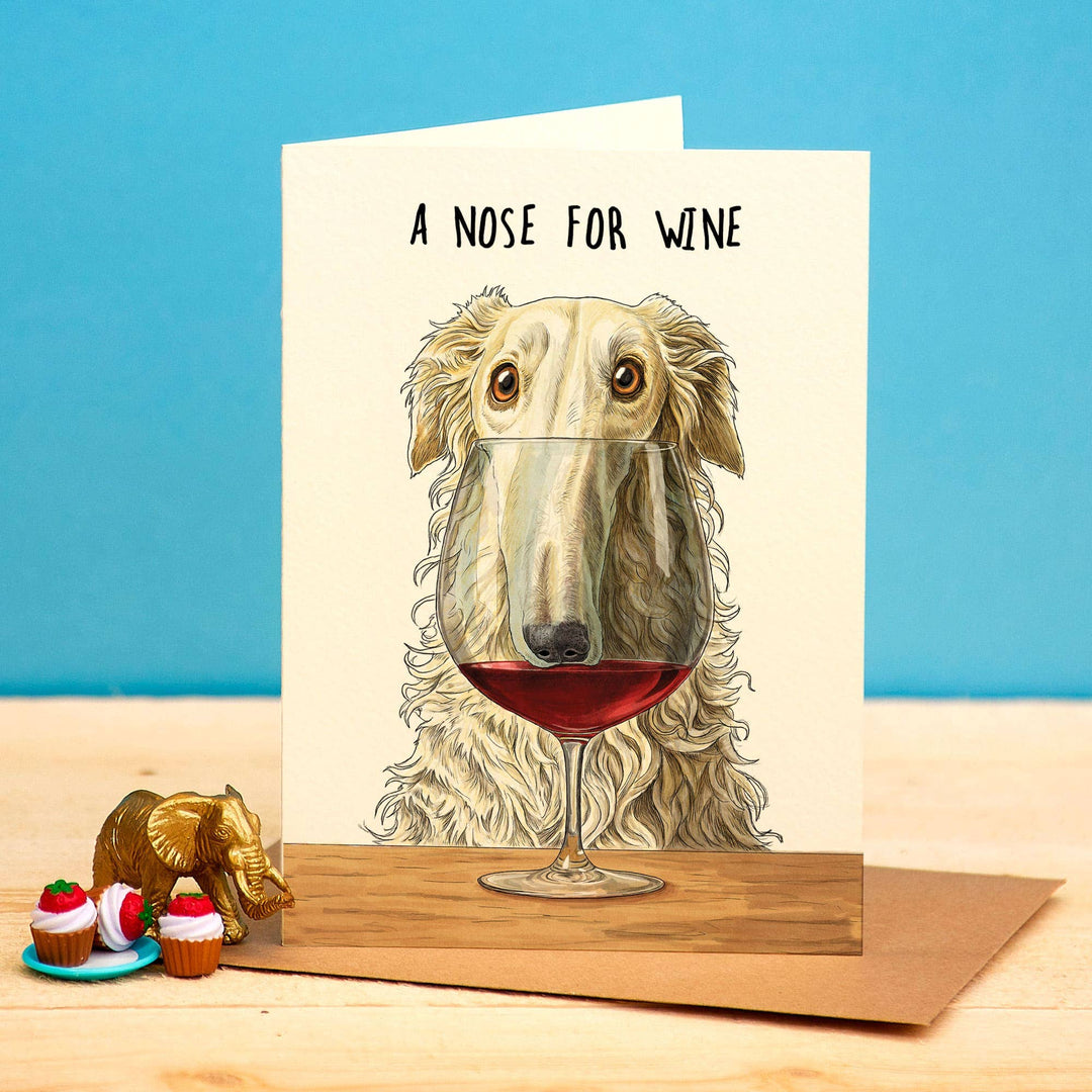 A Nose For Wine Card - Funny Dog Card