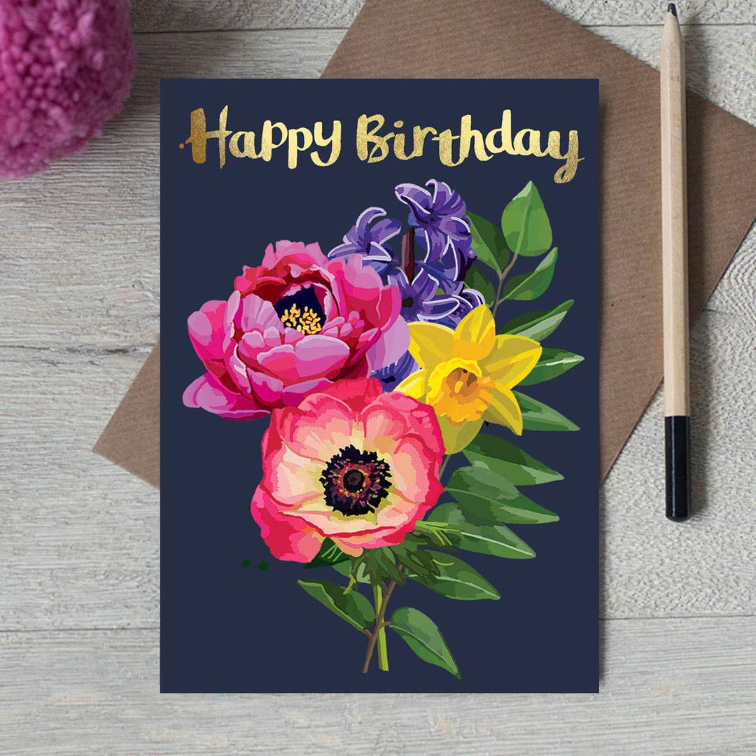 FF 160 - Happy Birthday Posy Foiled Card  