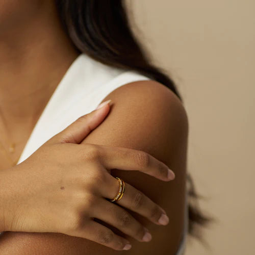 Pave Star Stationed 2 Row Adjustable Ring