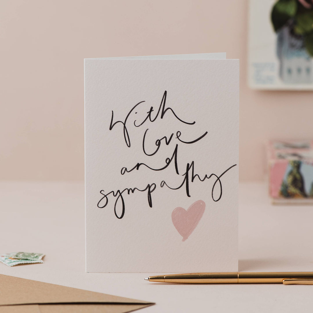 'With Love and Sympathy' Hand Lettered Card: Naked