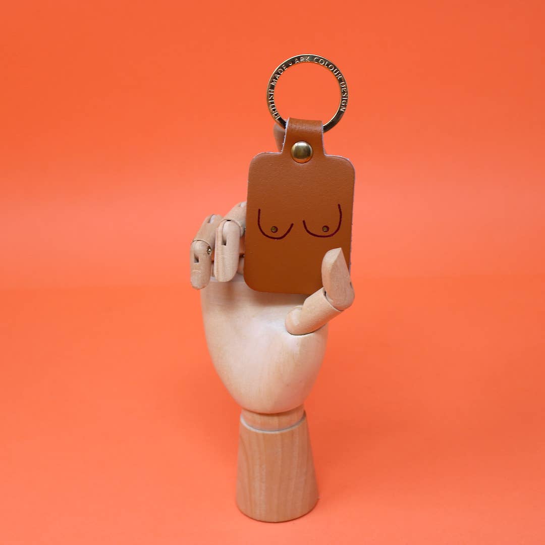 Boob Leather Key Fob: Ochre
