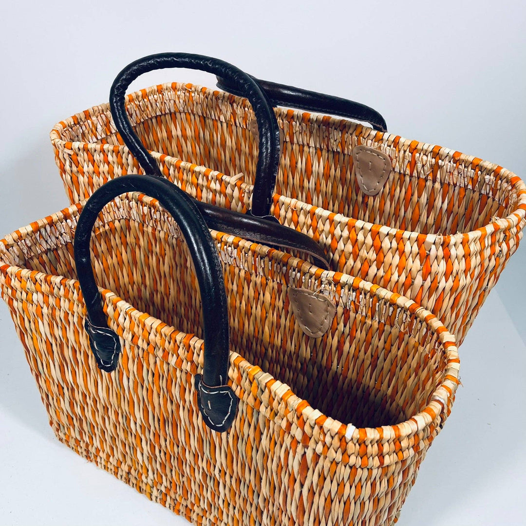 Moroccan Handmade Basket Orange Tote: Large