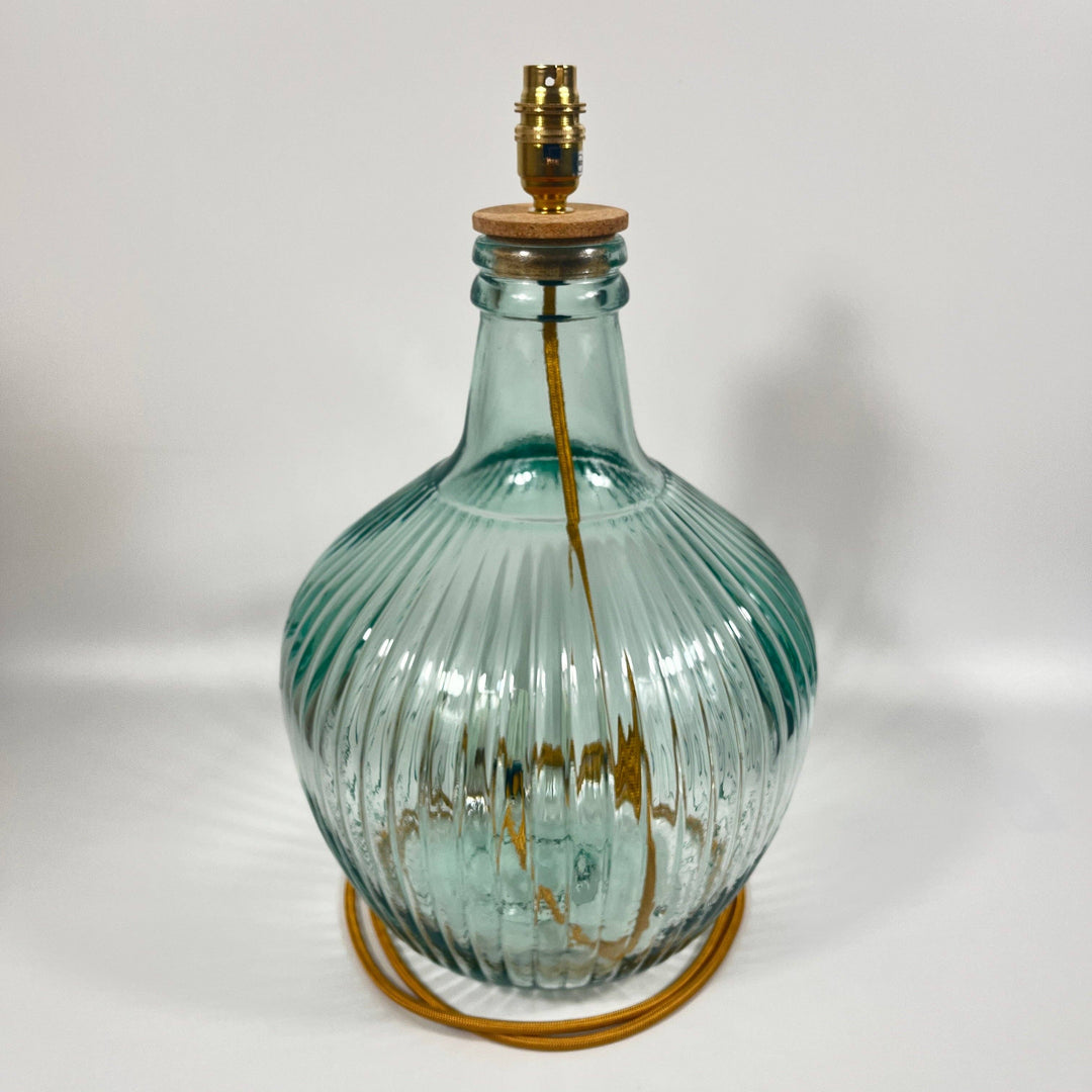 Recycled Glass 43cm Aria Lamp: Multi / Moss Green