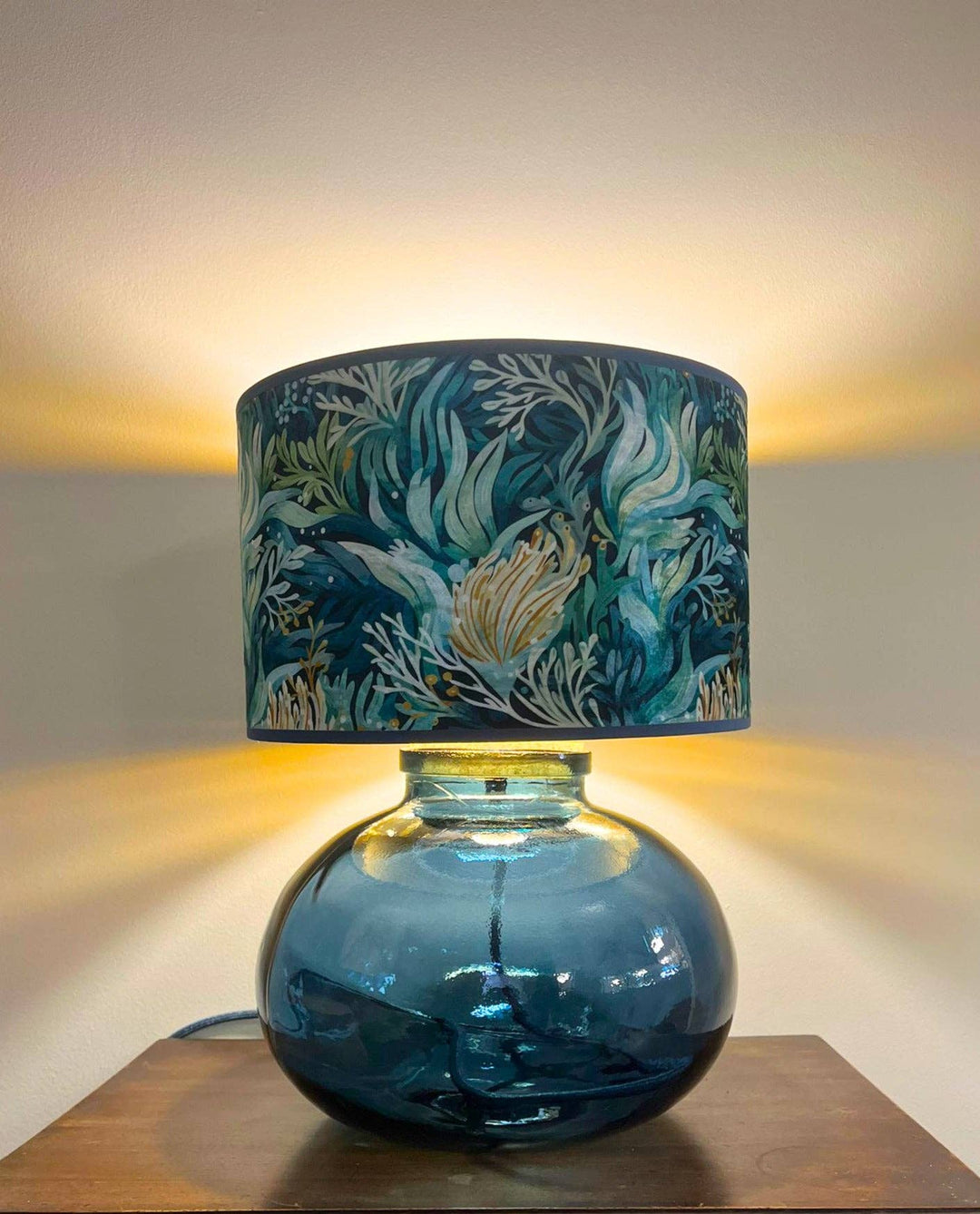 Garrafa Recycled Glass Lamp 29cm: Black/Copper / Juniper Green