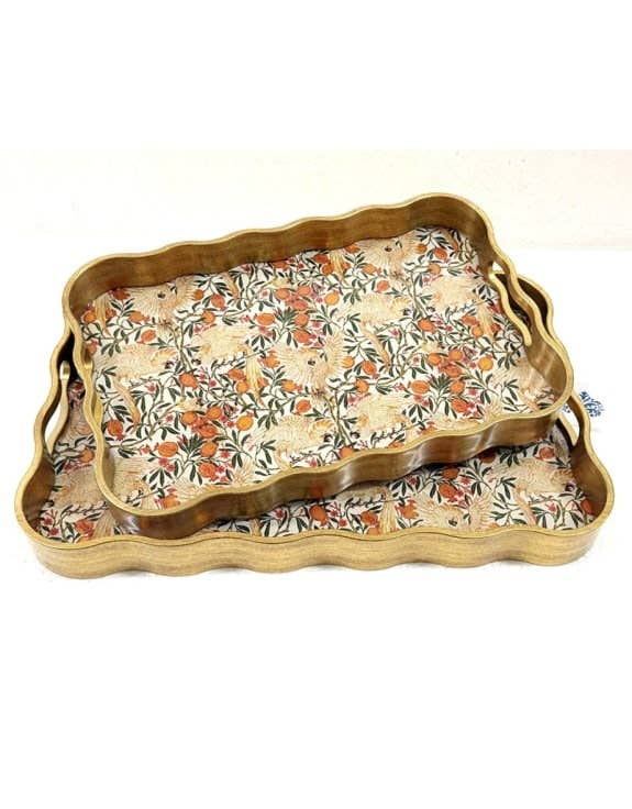 Brushed Gold Cockatoo & Pomegranate Serving Tray Small