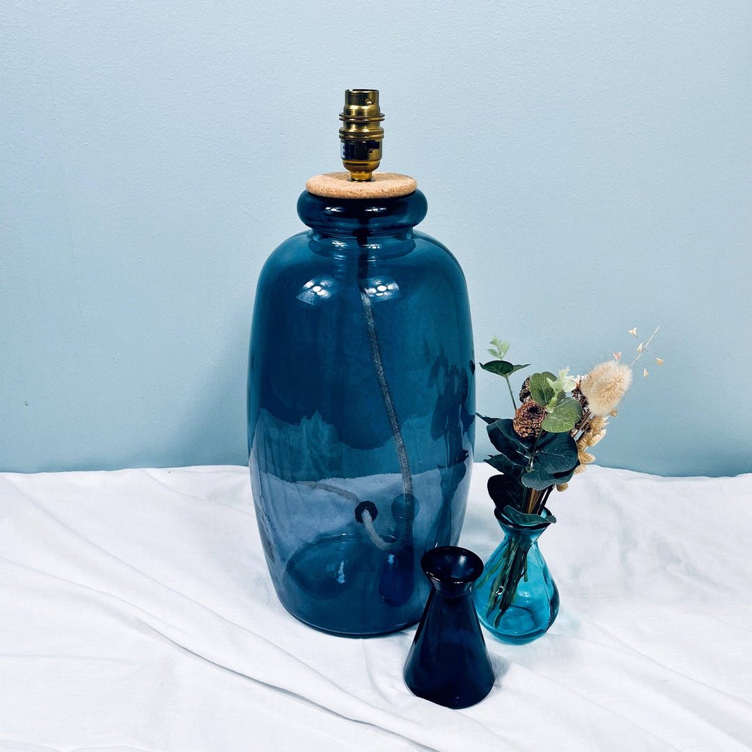 Martos Recycled Glass Lamp 41cm: Cream / Almond