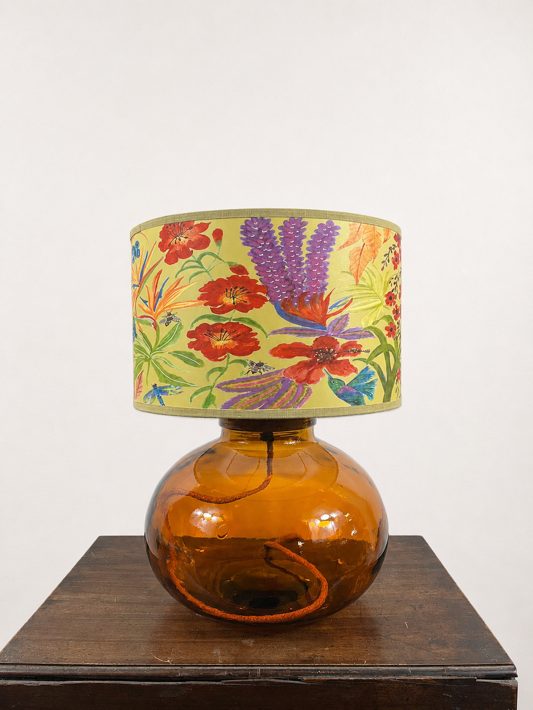 Garrafa Recycled Glass Lamp 29cm: Black/Copper / Juniper Green