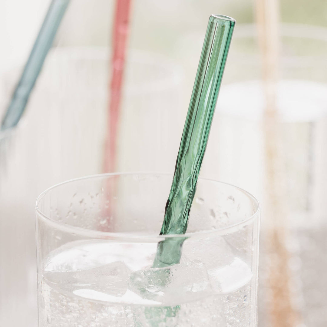 Twist Glass Coloured Straws - Set of 4