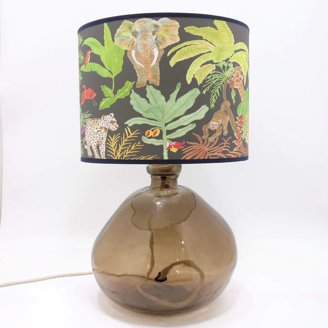 Simplicity Recycled Glass Lamp 39cm: Amber / Smoke