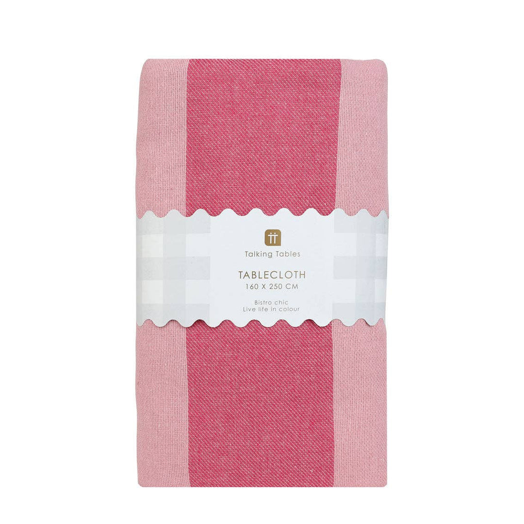Pink Stripe Cotton XL Tablecloth - 160cm x 250cm | Home Decor |