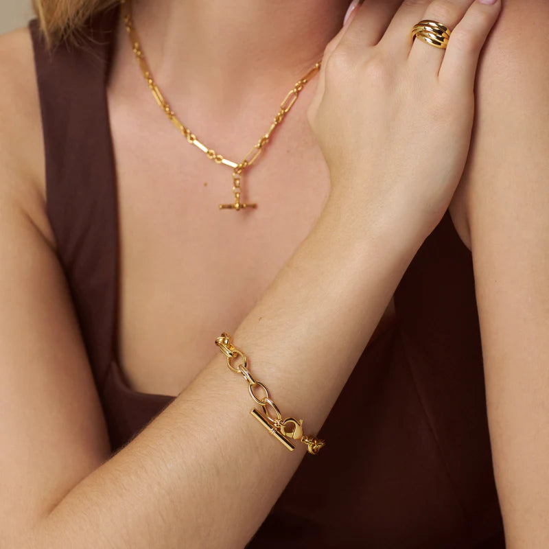 Oval Link T-Bar Drop Bracelet