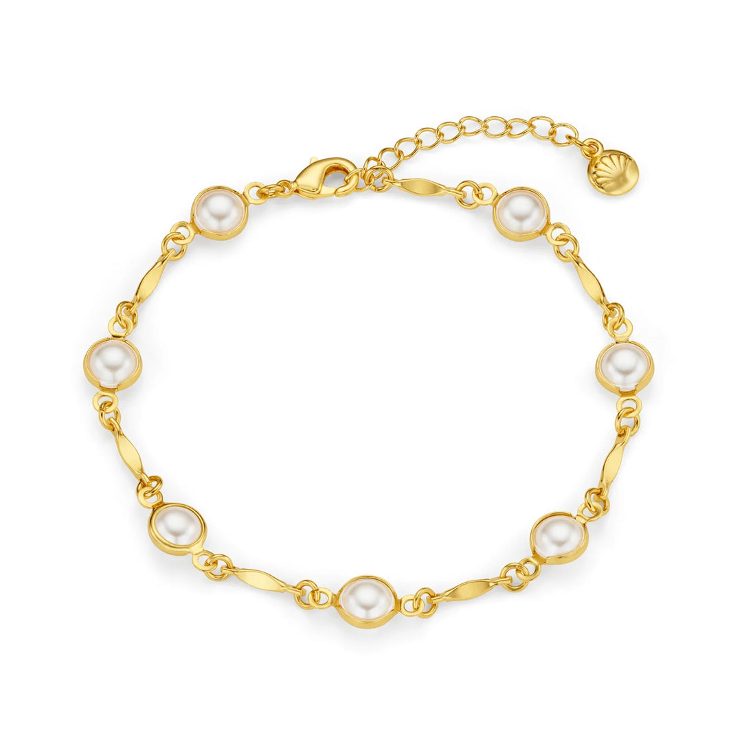 Pearl & Bar link Chain Bracelet