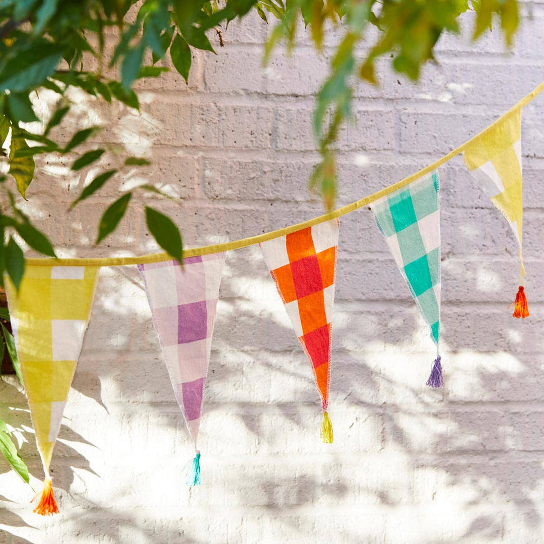 Gingham Cotton Fabric Bunting | Party Decor |