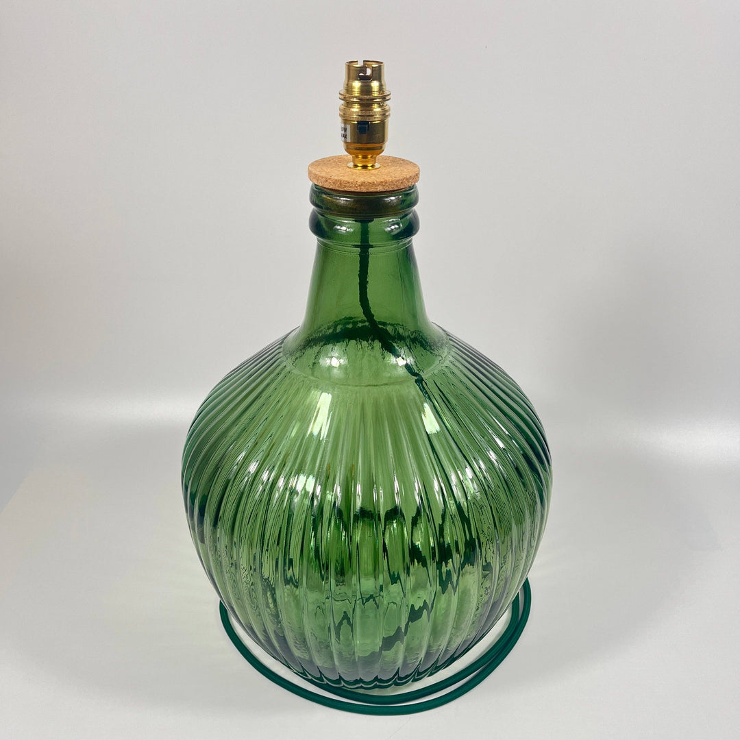 Recycled Glass 43cm Aria Lamp: Multi / Moss Green