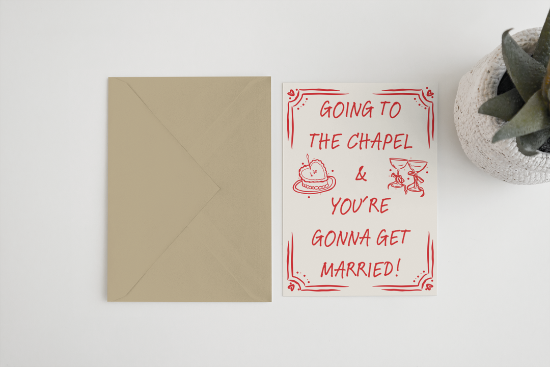 Going to the chapel Wedding/Engagement A6/5x7 card: Card Clasp (Plastic Free) / 5x7