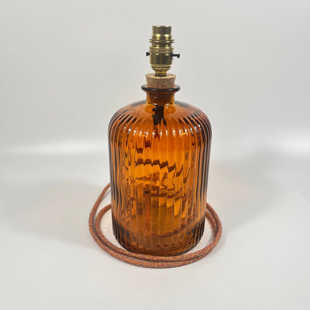 Recycled Glass Apothecary Lamp 29cm: Gold / Natural Green