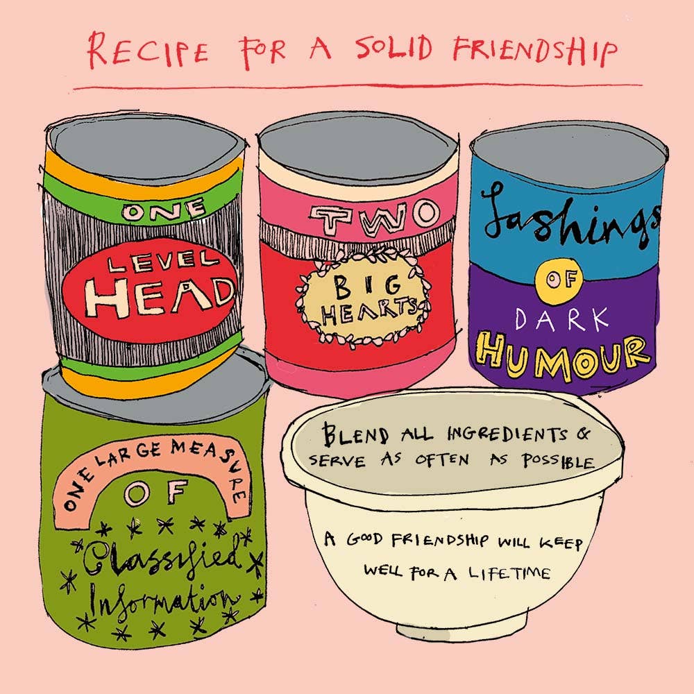 'Recipe for a Solid Friendship' Greetings Card , FP3013