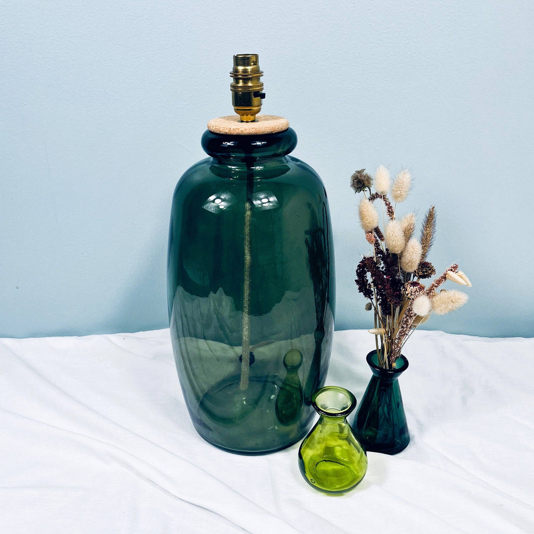 Martos Recycled Glass Lamp 41cm: Denim Linen / Midnight