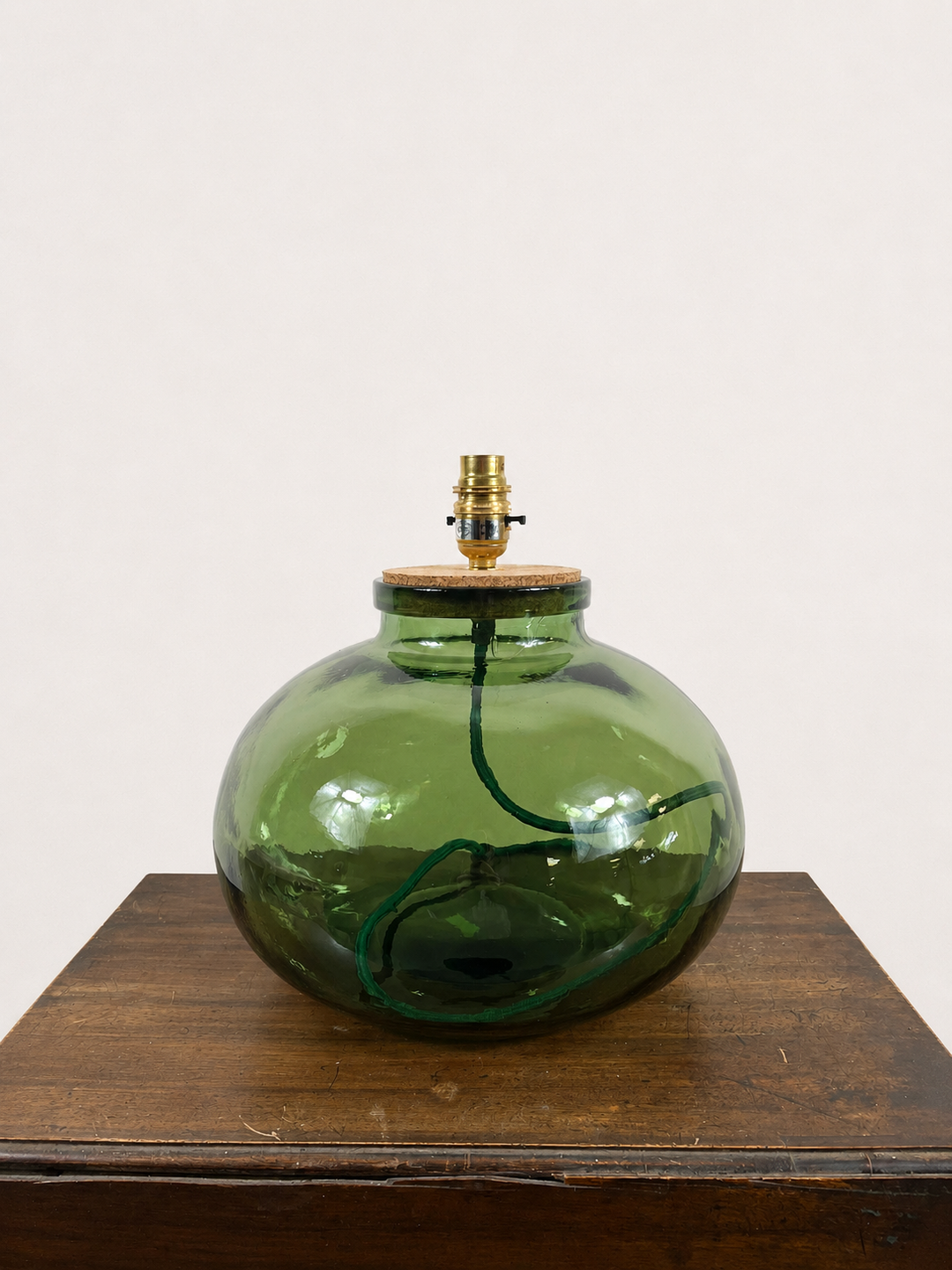 Garrafa Recycled Glass Lamp 29cm: Black/Copper / Juniper Green