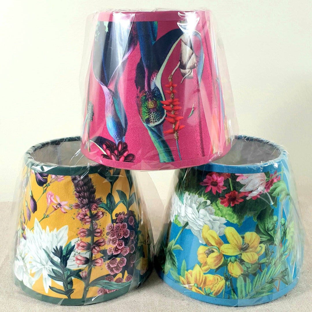 Handmade Mini Lampshade | Luxury Velvet Lampshade | Small Table Lamp Shade: Sea Green Deep Water