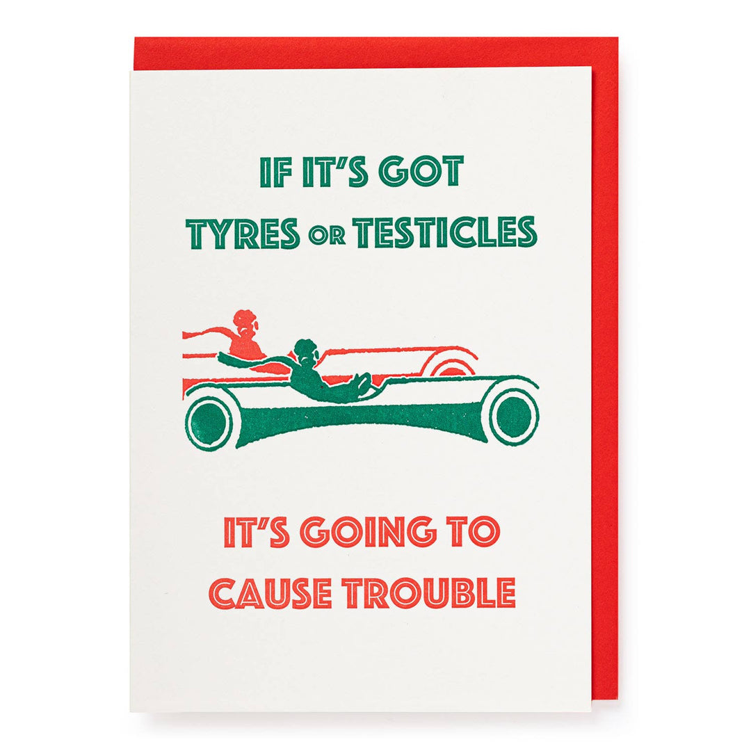 Tyres or Testicles | Letterpress Cards | Large Cards