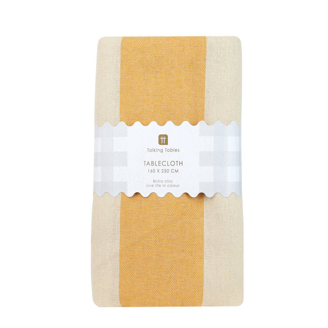 Yellow Stripe Cotton XL Tablecloth - 160cm x 250cm | Spring |