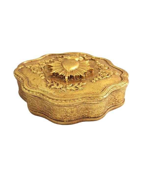 Large Antique Gold "Sacred Heart" Storage / Trinket Box
