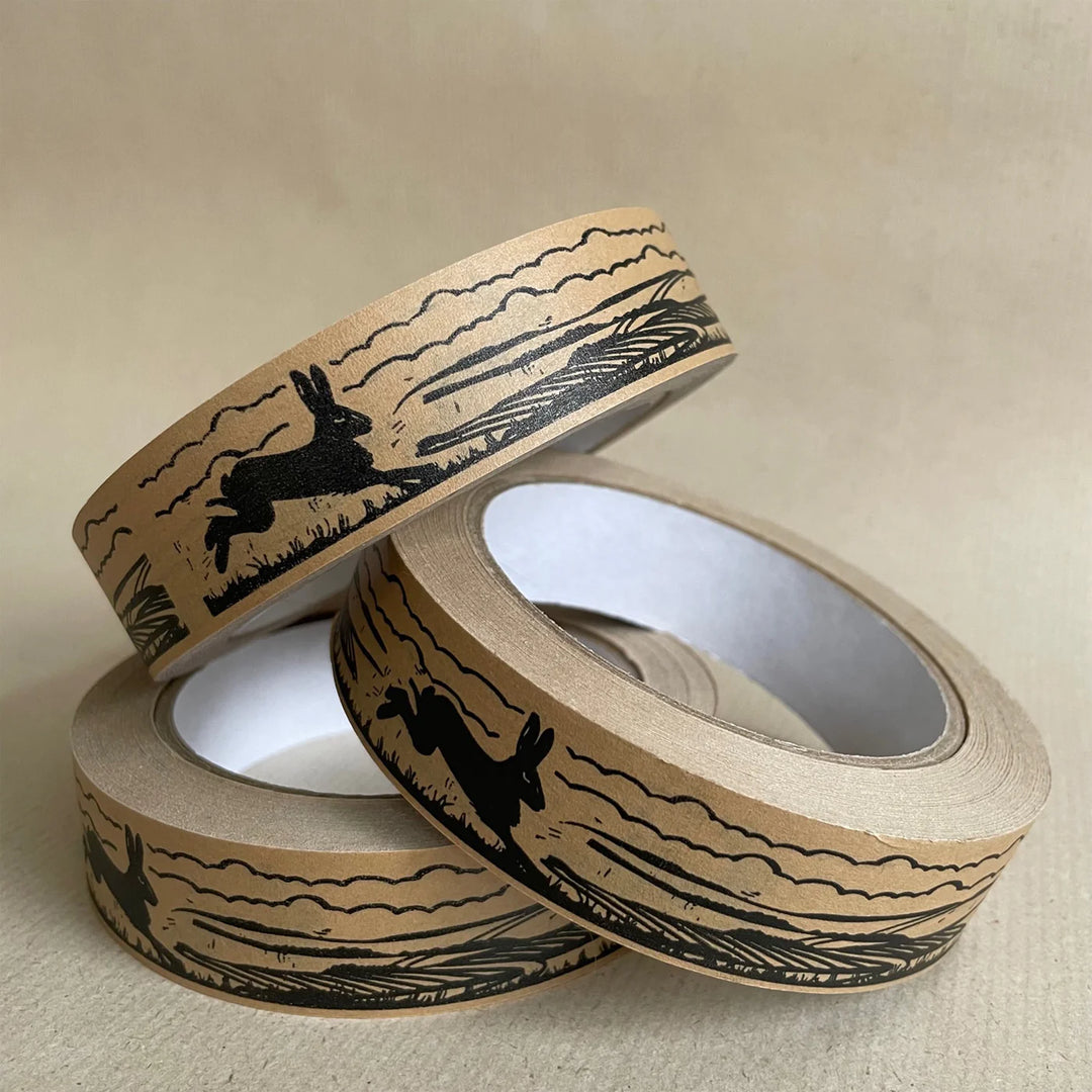 Kraft Paper Tape - Running hare in the landscape