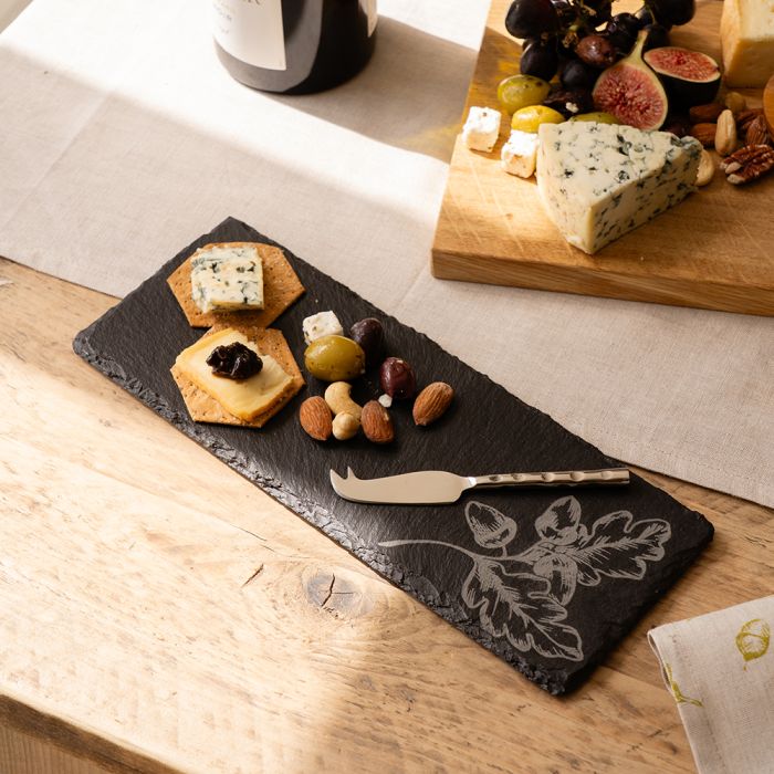 Single Mini Slate Cheese Board & Knife Set - Autumn Acorns