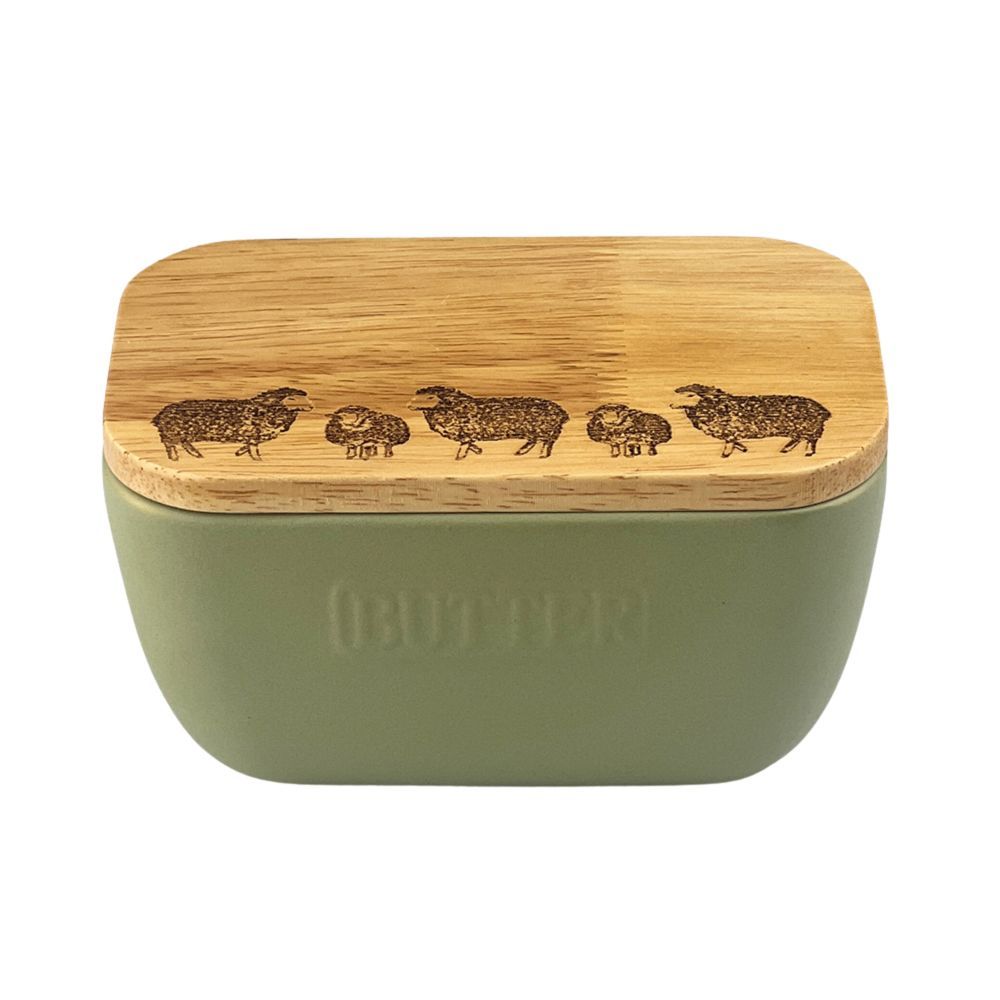 Sage Green Butter Dish - Sheep