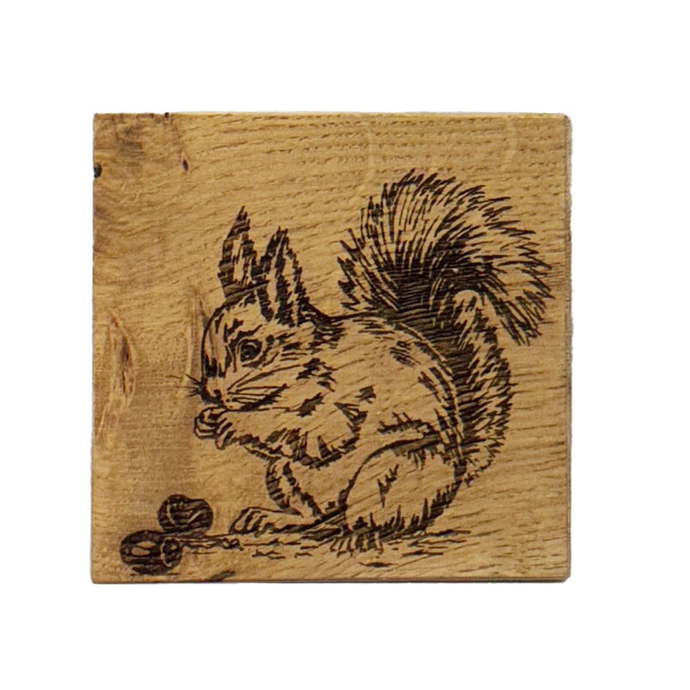 Single Oak Coaster - Red Squirrel