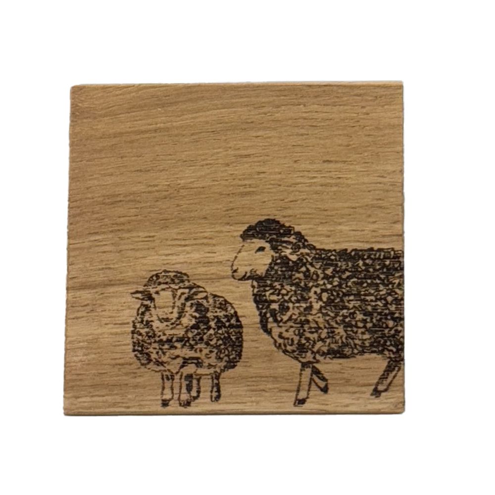 Single Oak Coaster - Sheep