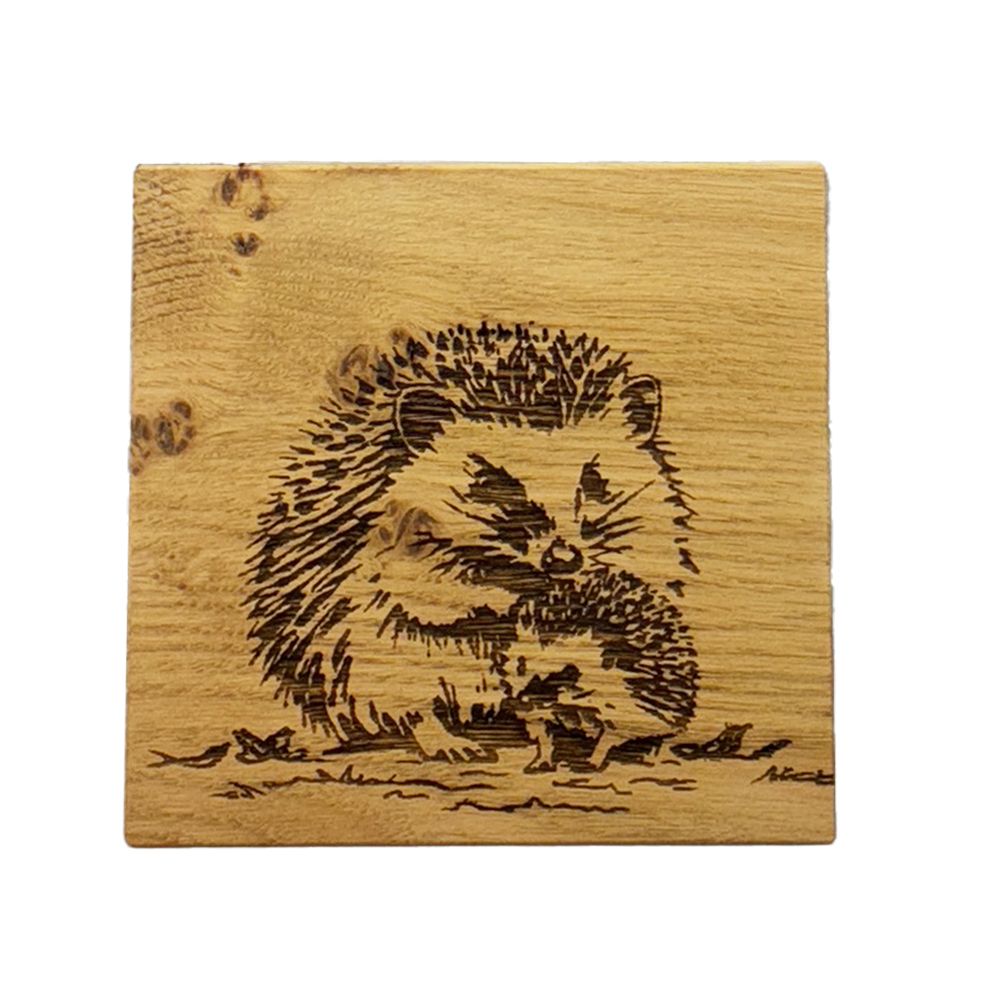 Single Oak Coaster - Woodland Hedgehogs