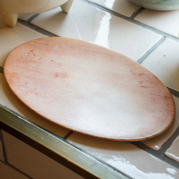 Kenyan Soapstone Oval Plate 'Marbled Pink'