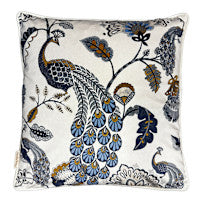 Navy Bird w/piping Velvet Cushion