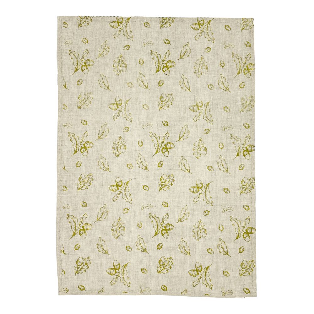 Linen Tea Towel - Autumn Acorns
