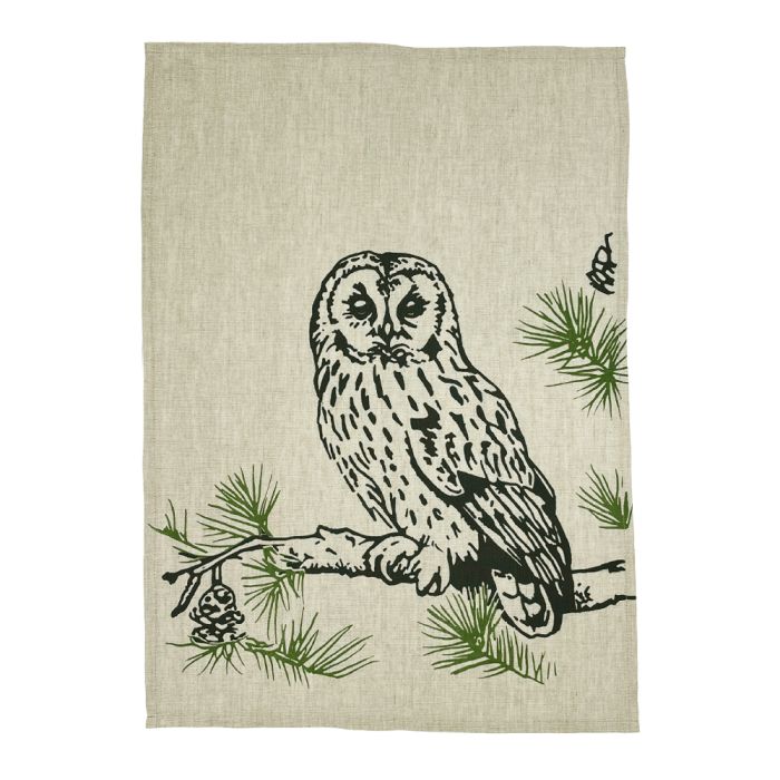 Linen Tea Towel - Tawny Owl