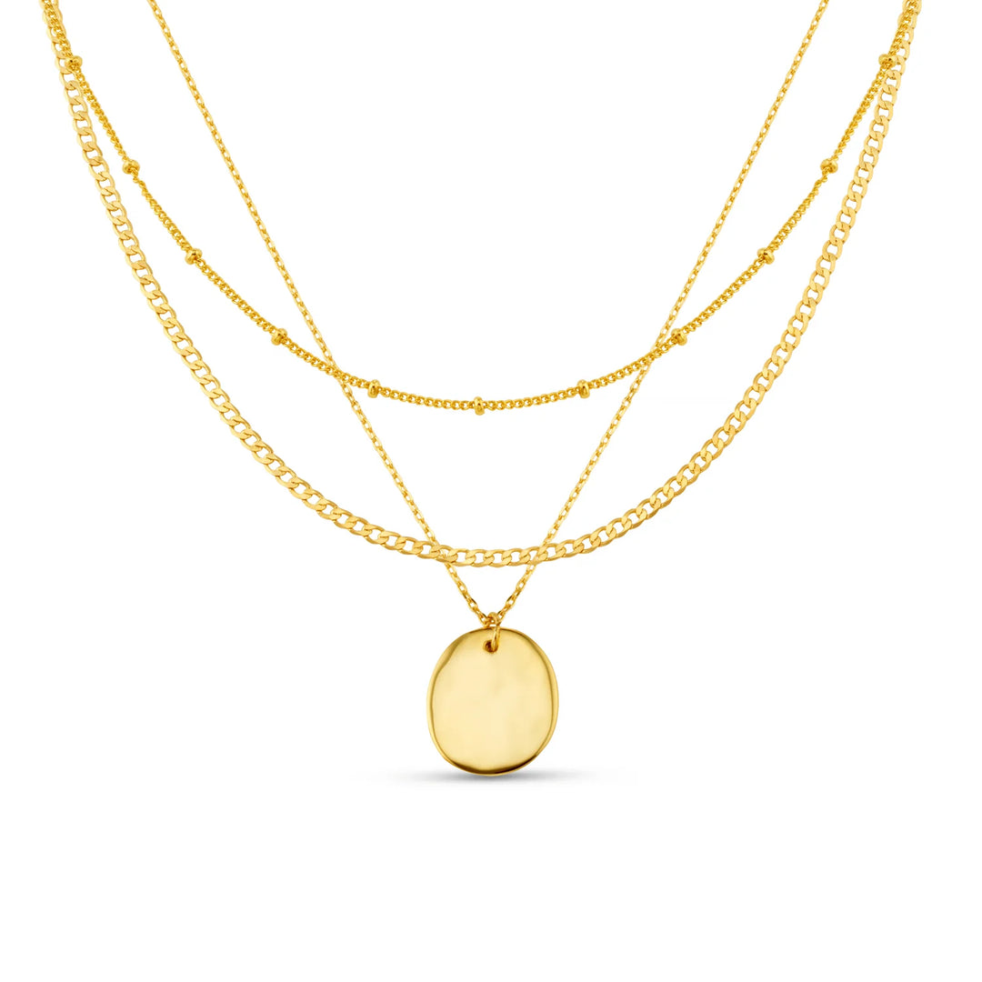Polished Molten Coin 3-Row Necklace