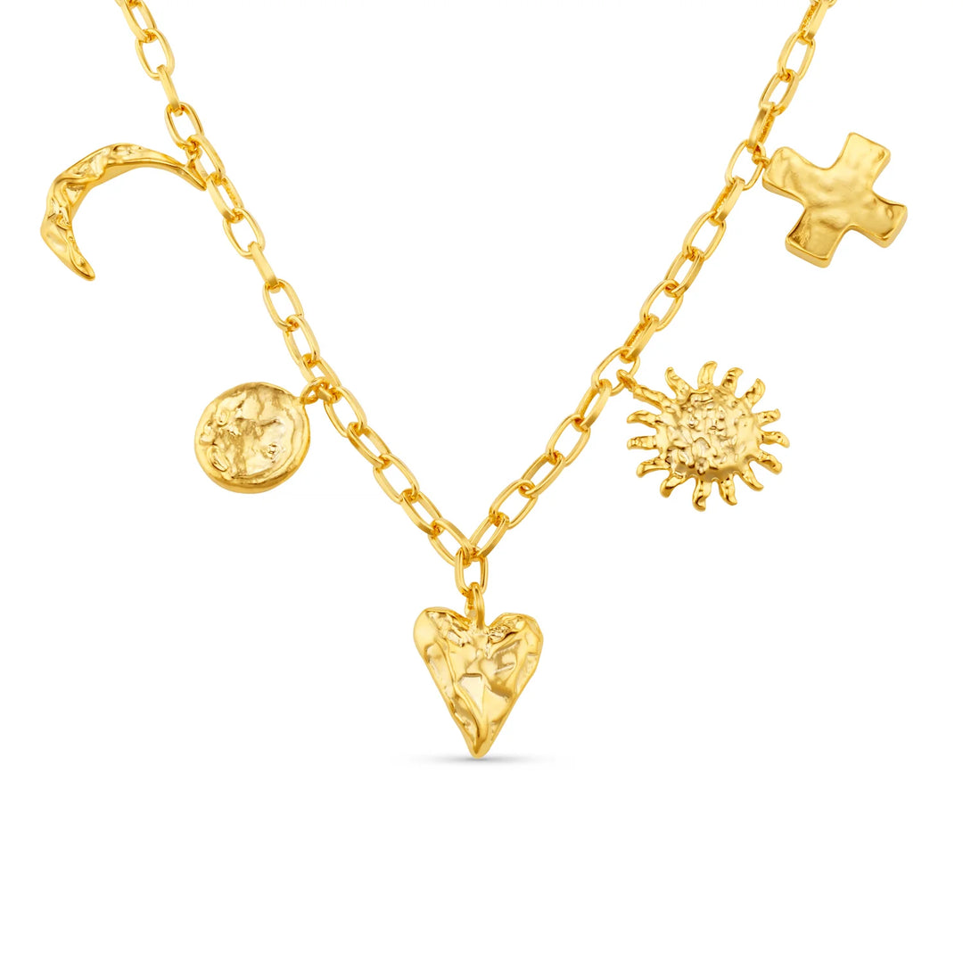 Statement Molten Charm Necklace