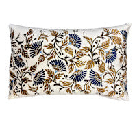 Navy Peony Velvet Cushion